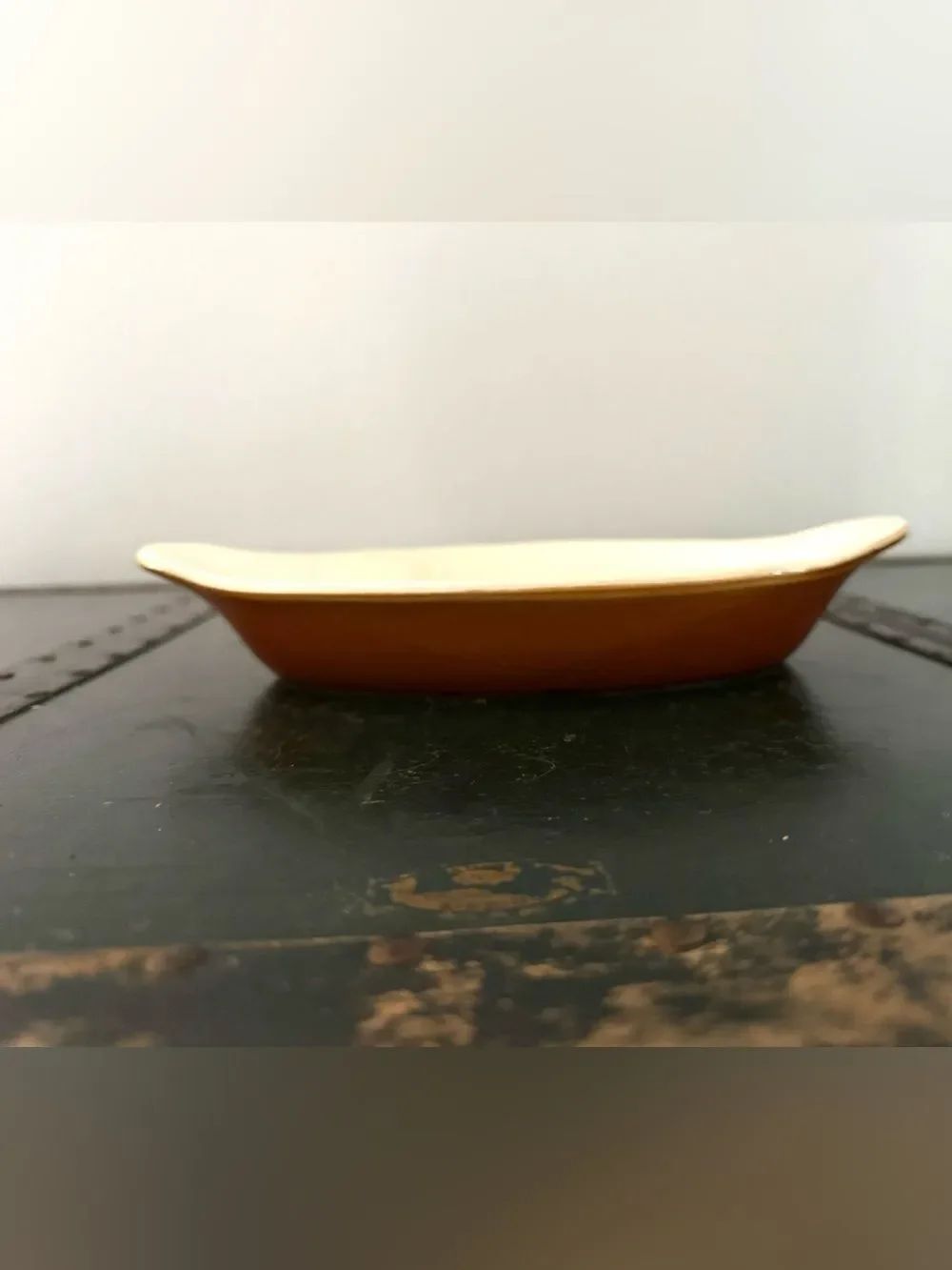 Vintage Hall Baking Casserole Serving Dish #529 Brown & White USA